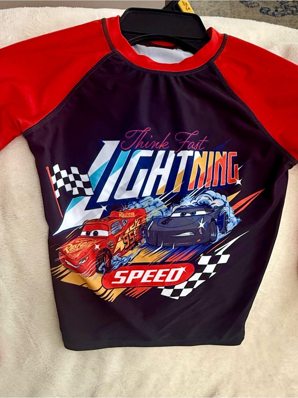 Disney Cars Lightning McQueen, Jackson Storm youth Rash Guard - Red/Black